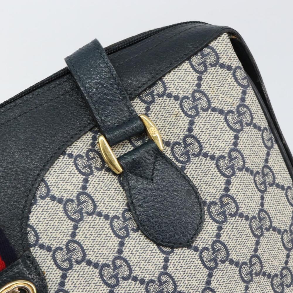 GUCCI GG Supreme Sherry Line Hand Bag PVC Navy Red 41 02 079 Auth 155654 - Picture 10 of 16